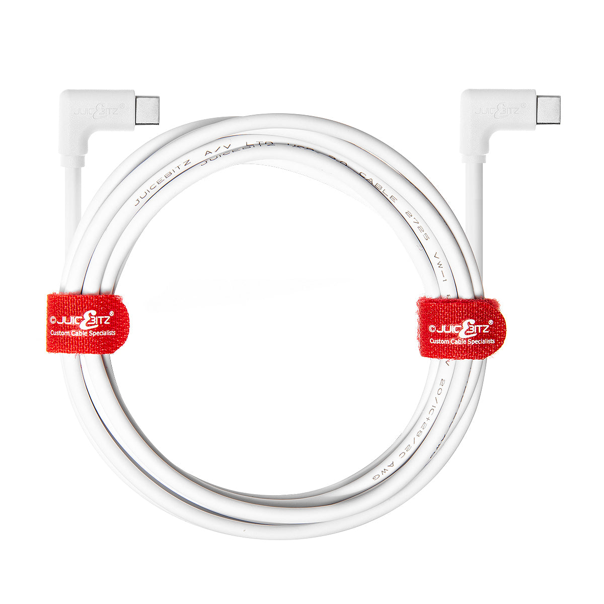 USB-C to USB-C Angled 3A Charger Cable USB 2.0 Data Transfer Lead - White