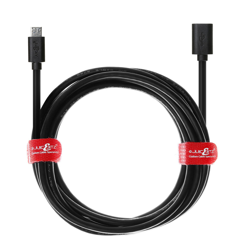 Micro USB2.0 Female Extension to Male Micro-B Cable - Black
