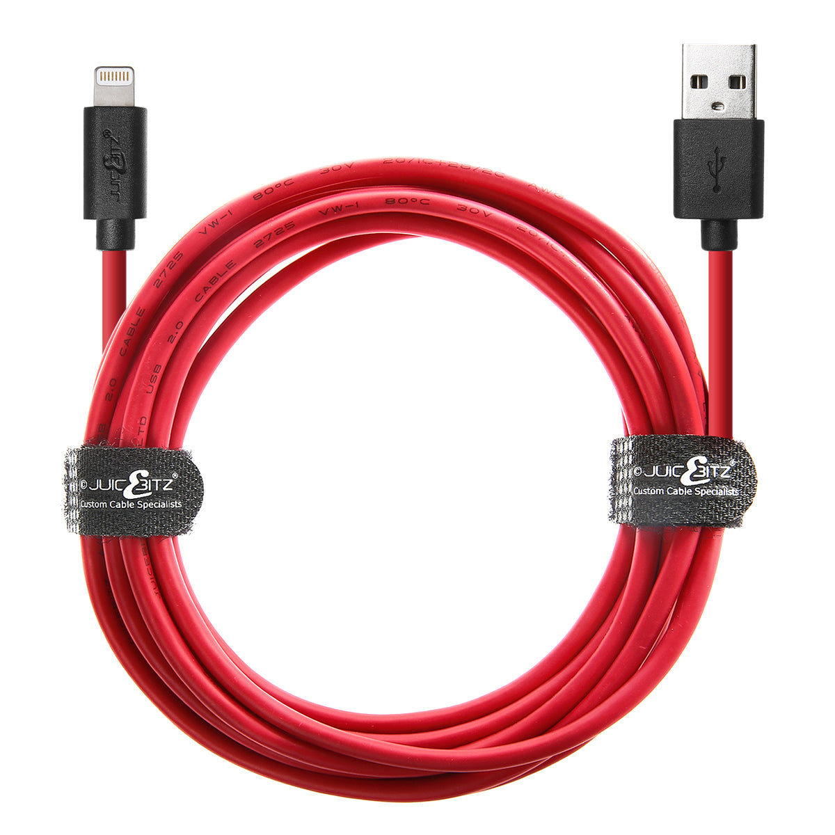 USB Charger Cable Data Sync Lead for iPhone, iPad, iPod - Red