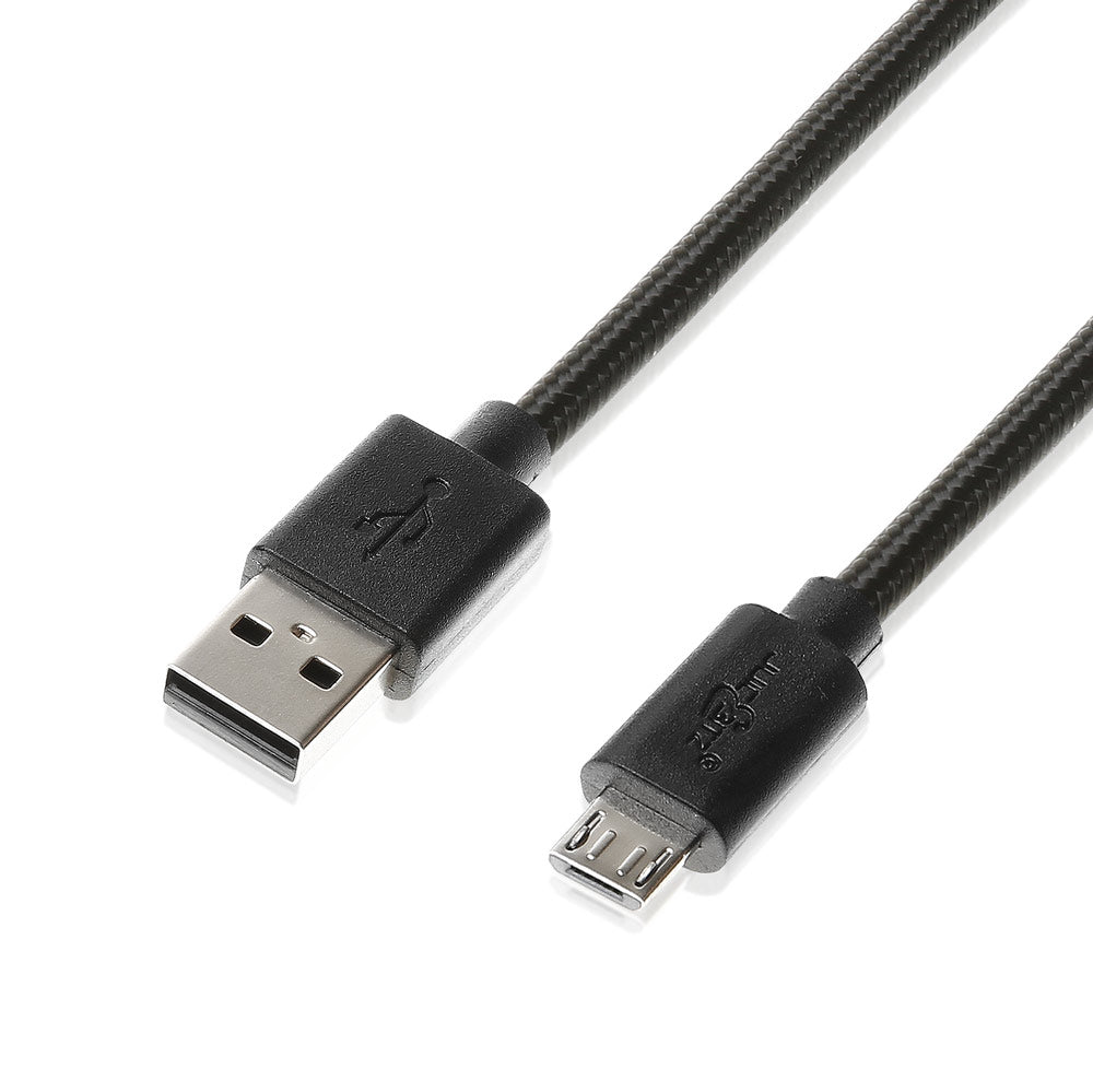 Braided Micro-USB to USB2.0 Fast Charger & High Speed Data Cable - Black