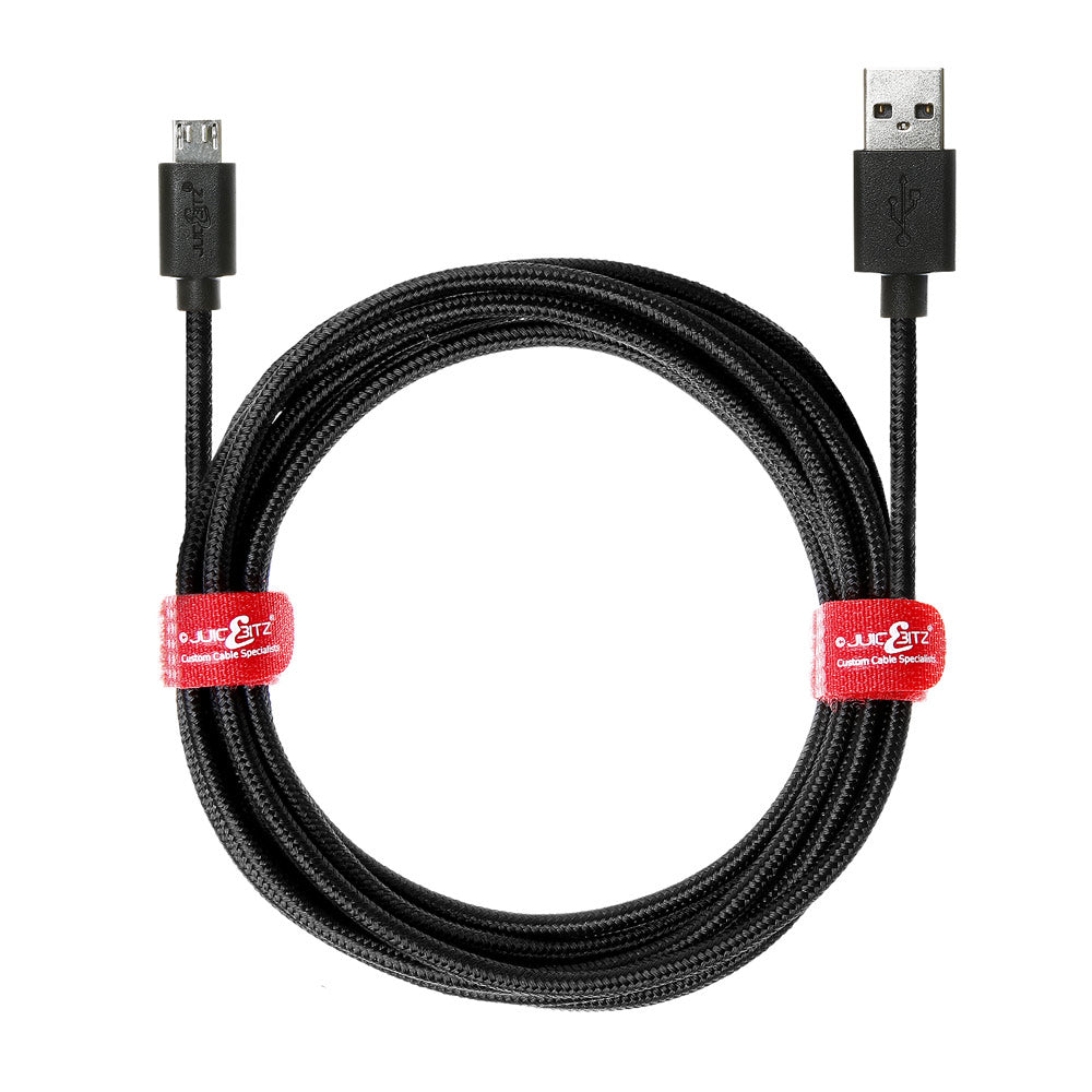 Braided Micro-USB to USB2.0 Fast Charger & High Speed Data Cable - Black