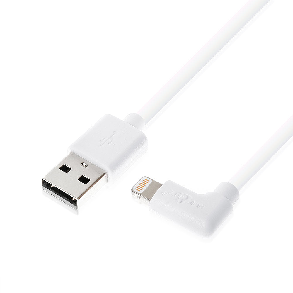Apple MFi Certified Angled Lightning Cable for iPhone, iPad, iPod - White