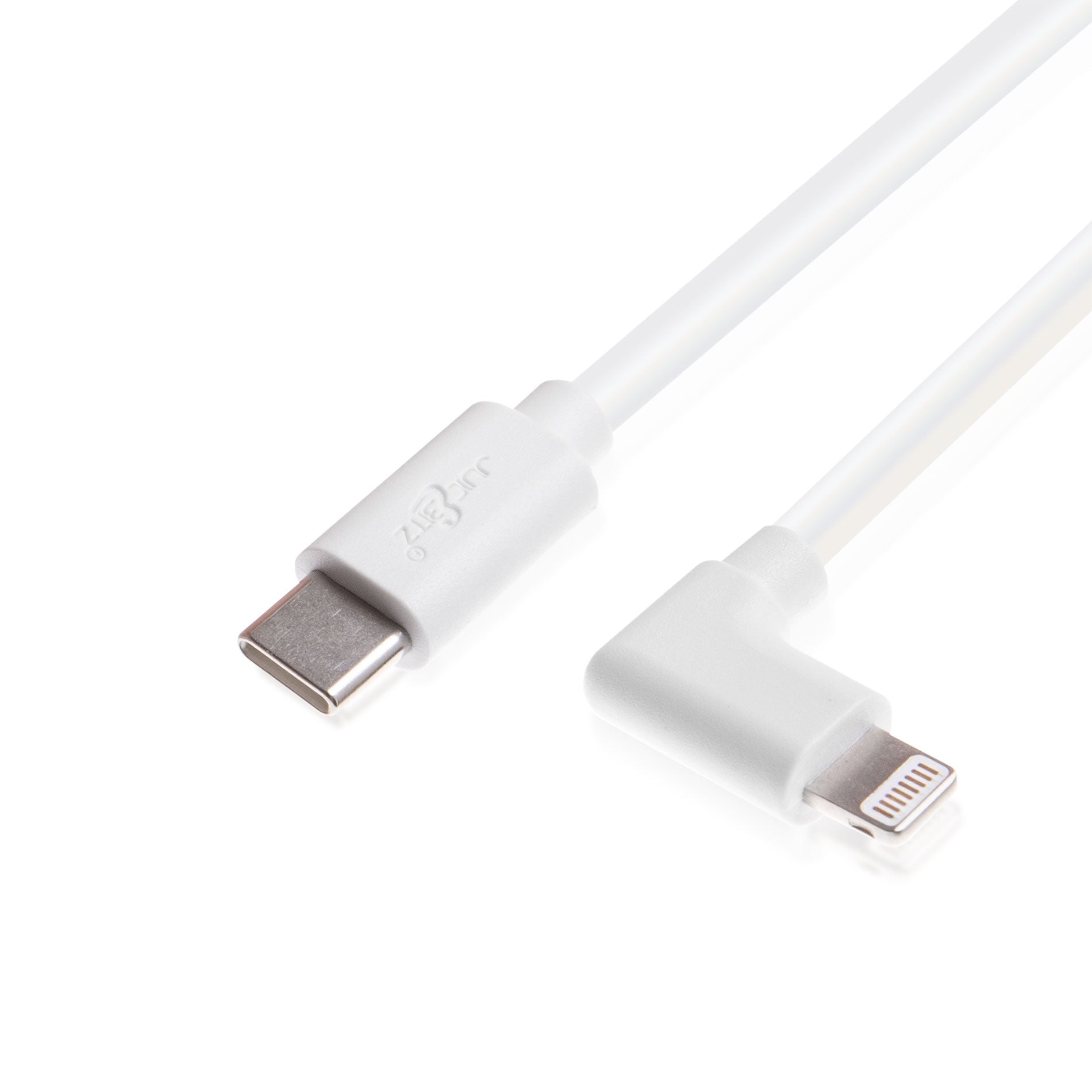 USB-C Angled 3A Fast Charger Cable for iPhone 14 13 12 11 XR XS SE X 8 - White