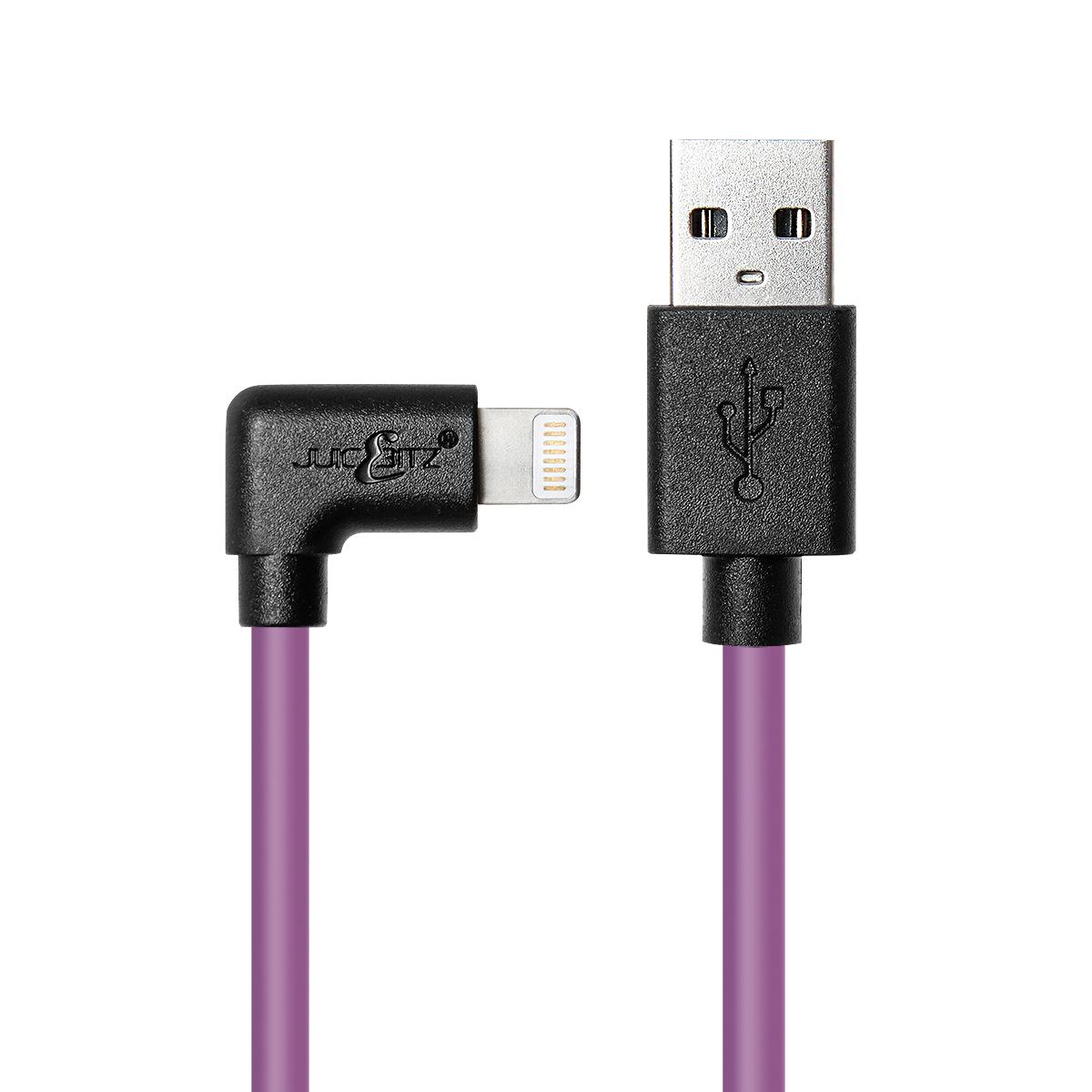 Heavy Duty Angled USB Charger Cable Data Sync Lead for iPhone, iPad, iPod - Purple