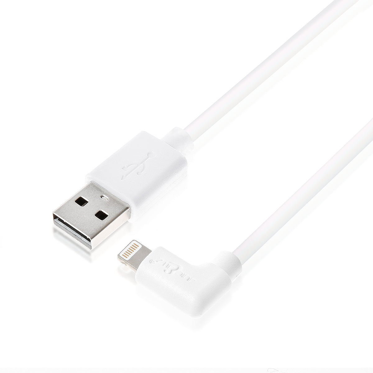 Heavy Duty Angled USB Charger Cable Data Sync Lead for iPhone, iPad, iPod - White