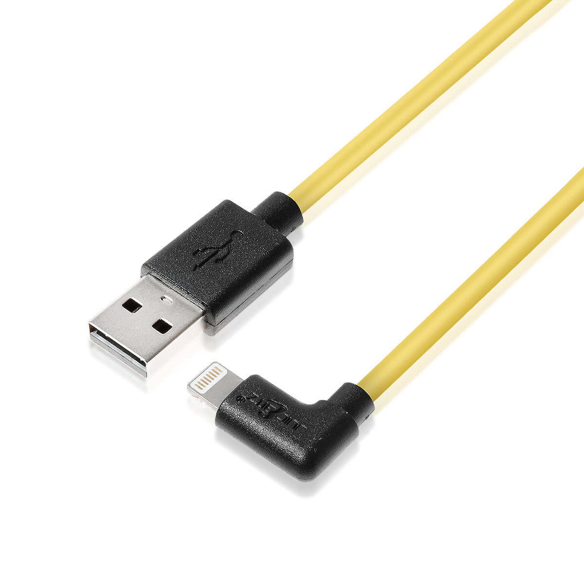 Heavy Duty Angled USB Charger Cable Data Sync Lead for iPhone, iPad, iPod - Yellow